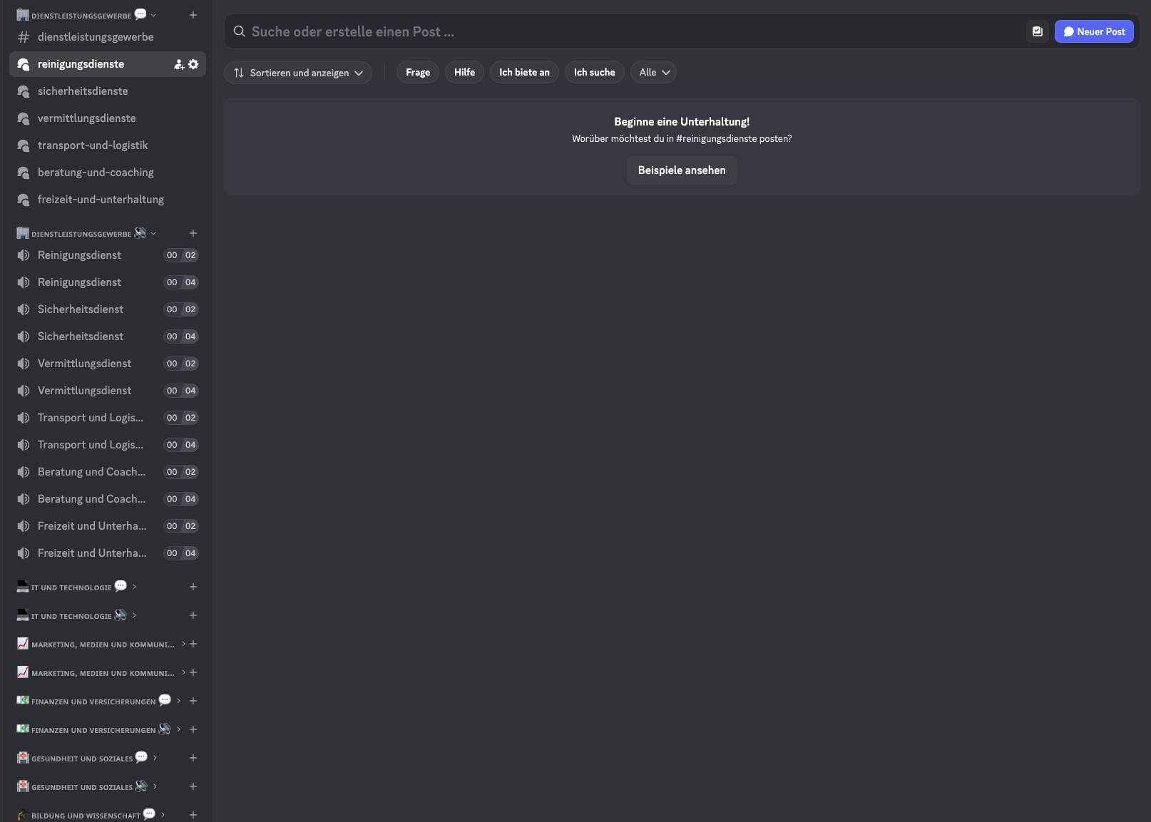 Sub-forum of the Professional Services Discord area