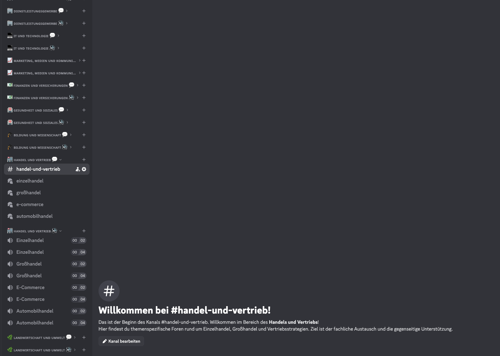 Welcome message in the Retail and Sales Discord area