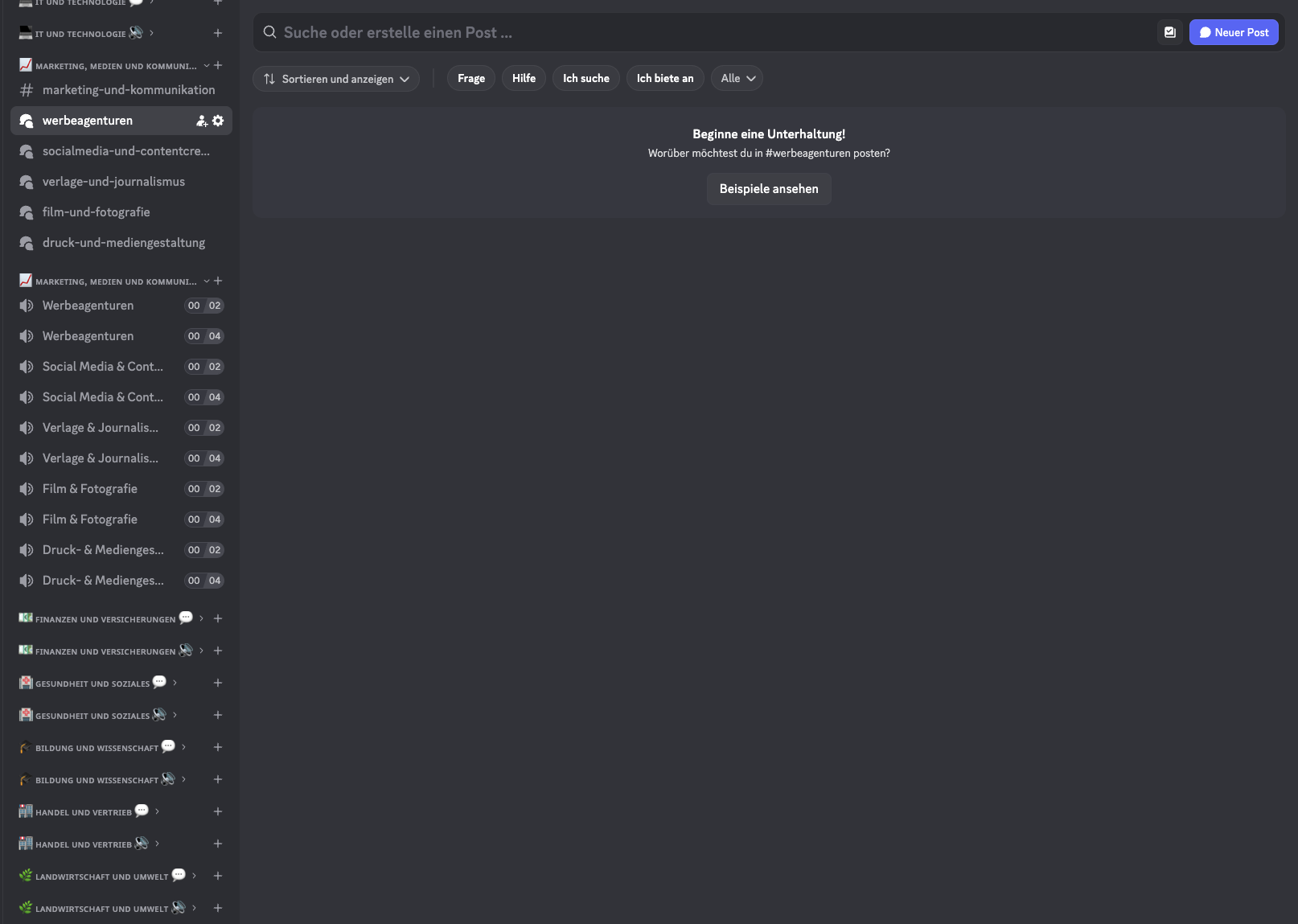 Sub-forum of the Marketing, Media and Communication Discord area